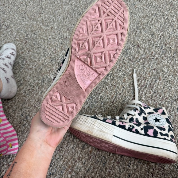 Converse Pink and Black Animal Print High-Tops - Picture 2 of 4